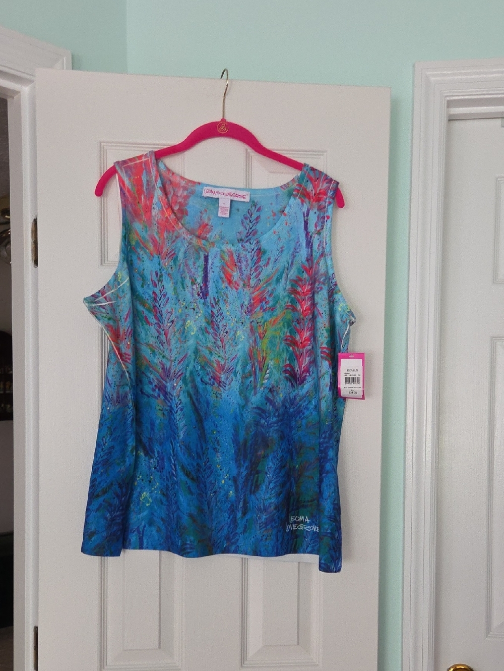 Vibrant Blue Floral Scoop Neck Tank by Leoma Lemongrove